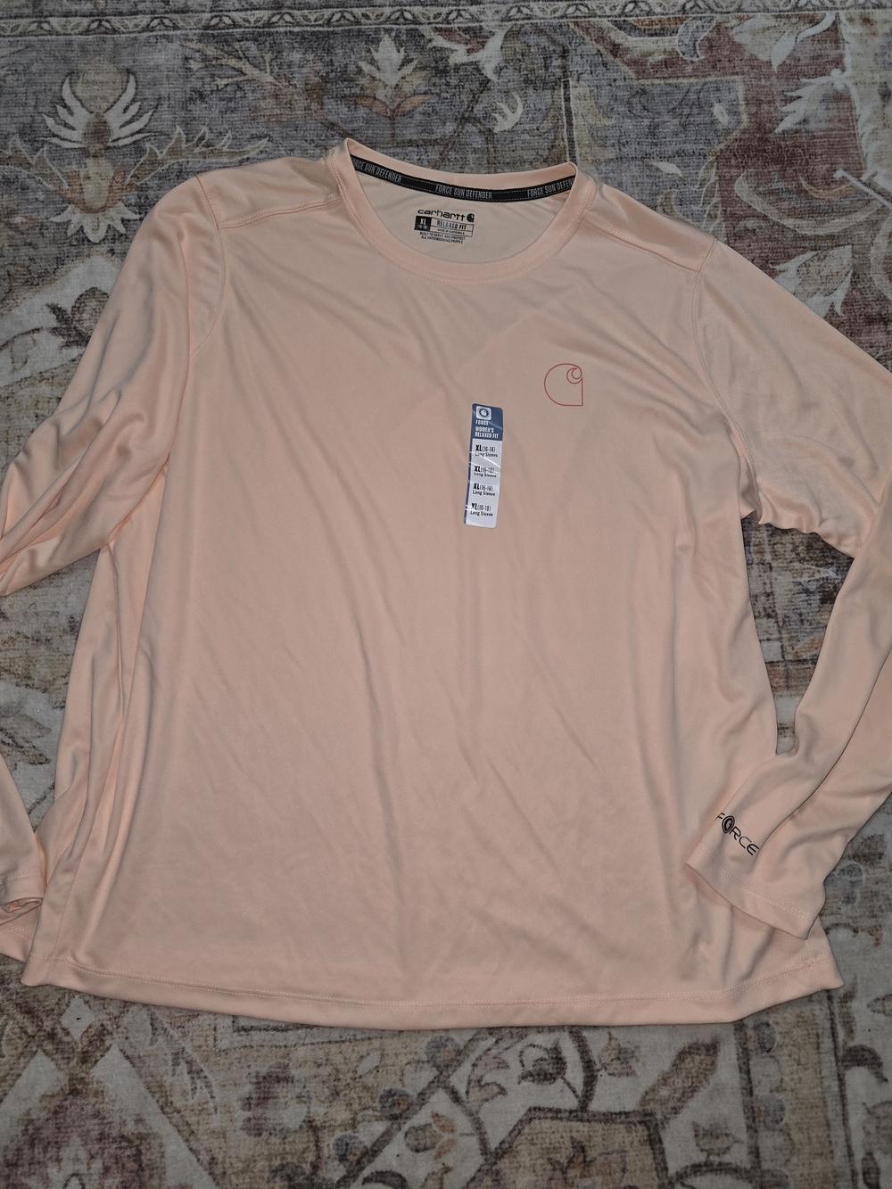 Kids Carhartt Long-Sleeve Performance Tee in Light Peach